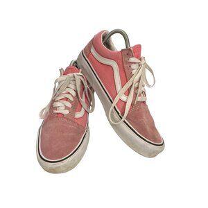 Vans Old Skool Women's Size 9 Pink White Suede Canvas skate Sneakers shoes